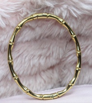 Bamboo bangle cliptype gold stainless steel unisex