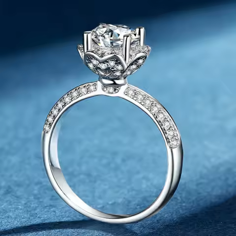 Sweet Ring Women's 1 Carat Moissanite PT950 Platinum - Bouquet Shape Platinum Women's Ring,Festival 