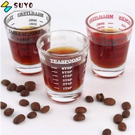 SUYO Espresso Shot Glass, Espresso Essentials 60ml Shot Glass Measuring Cup, Accessories Heat Resistant Universal Coffee Measuring Glass