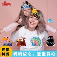 现货 儿童小鸟头饰表演道具孔雀乌鸦黄鹂白鹭燕子鹈鹕鹅亲子4.15 In stock: Children's bird headwear performance props - peacock, cro