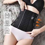 Lovito Casual Shapewear Letter Print Breathable Sweat Band Girdle Waist Trainer Corset for Women L00