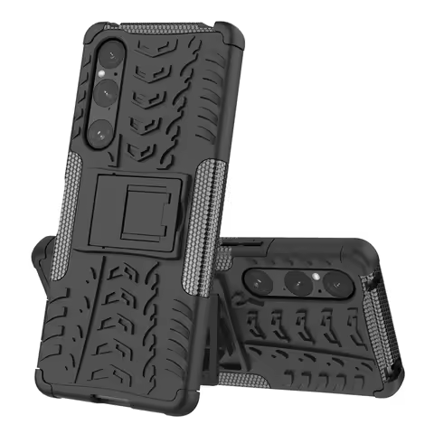 For Sony Xperia 1 V Case For Sony Xperia 1 V Cover Armor Silicone Rubber Anti drop Phone Stand Prote