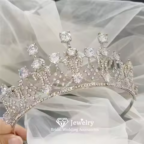 CC Hollow Crown Women Hair Accessories Bridal Headbands Engagement Jewelry Wedding Events 100% Handm