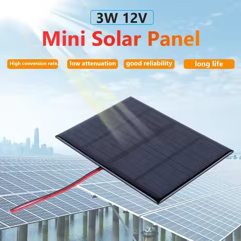 Mini Solar Panel 3W 12V Small Cell Module Polysilicon Board Portable Outdoor DIY Solar Charger 115x8