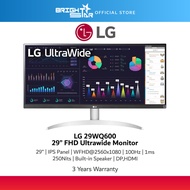 LG 29WQ600 Ultrawide Monitor - 29"/IPS/WFHD/100Hz/1ms/Built-in Speaker/DP,HDMI/3Y