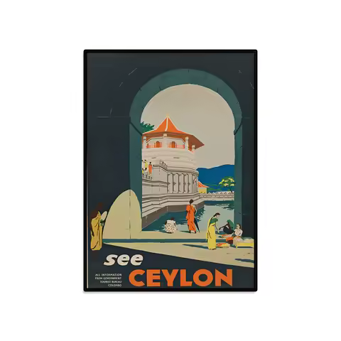 Retro Print, Vintage American Travel Poster Ceylon Vintage Poster, Ceylon Retro Print, Vintage Briti