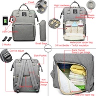 Lequeen Baby Diaper Bag with USB Interface Large Waterproof Nappy Bag Kits Mummy Maternity Travel Backpack Nursing Bag with Hook