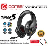 VINNFIER TOROS 5 PRO / TOROS 6 WIRED RGB LED LIGHT GAMING HEADSET WITH BUILT-IN MICROPHONE, EXTRA BA