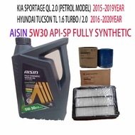 KIA SPORTAGE QL 2.0 (P) 15y HYUNDAI TUCSON TL 16y> OIL FILTER+ AIR FILTER+AISIN 5W30 API-SP FULLY SY