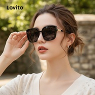 Lovito Kacamata Hitam Polos Kasual untuk Wanita LNA32250 (Putih/Hitam)