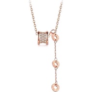 925 Sterling Silver Classic Round Pendant Necklace Fashion Rose Gold Cube Zirconia Pendant Necklace 
