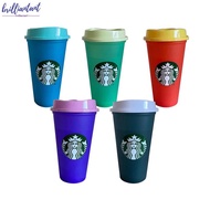 Starbucks Tumbler Color Changing Reusable Plastic Tumbler with Lid and Straw Cold/Hot Cup, 473ml / 16floz , Set of 1 or 5 coffee cup PP food grade  Color Changes Heat Activated