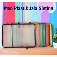 Joymart Plastic Folder Mesh Button Zipper Plain Waterproof Folio Size F4 Color Folder Bag File Folde