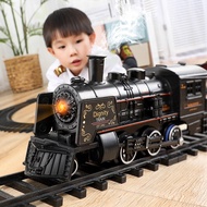 ของเล่นเด็ก รถไฟ ของเล่นรถไฟ รถไฟฟ้าบังคับ ควบคุมระยะไกล รุ่นรถไฟพลังไอน้ำ RC จำลองเสมือนจริง Control Train Model Railway Set Trains Dynamic Steam RC Trains Set