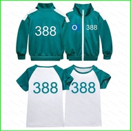 YG 2PCS/set Squid Game 2 number 388 246 230 333 120 kids stand up collar zipper jacket trousers
