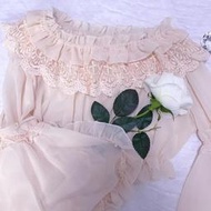 洋裝lolita襯衫新款洋裝泡泡袖蕾絲上衣夏季薄款短袖內搭襯衣