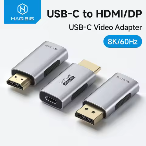 Hagibis USB C Female to HDMI/DisplayPort Male Adapter Laptops to External Monitor 8K60Hz Connector T