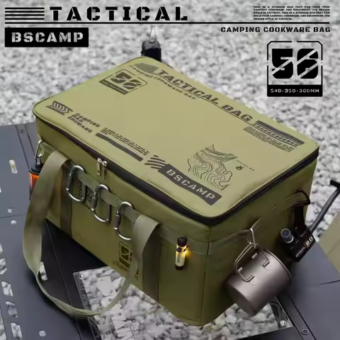 30L/42L/56L Insulated Waterproof Tactical Camping Bag Foldable Outdoor Picnic Tableware Storage Box