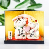 日本藥師窯戀愛守護招財貓擺件開業女生生日結婚創禮物桌面裝飾