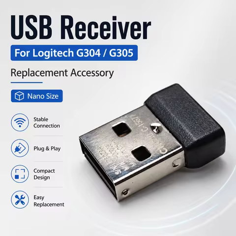 USB Receiver for Logitech G304 G305 Wireless Mouse Replacement Receiver Nano USB Dongle Mouse Adapte