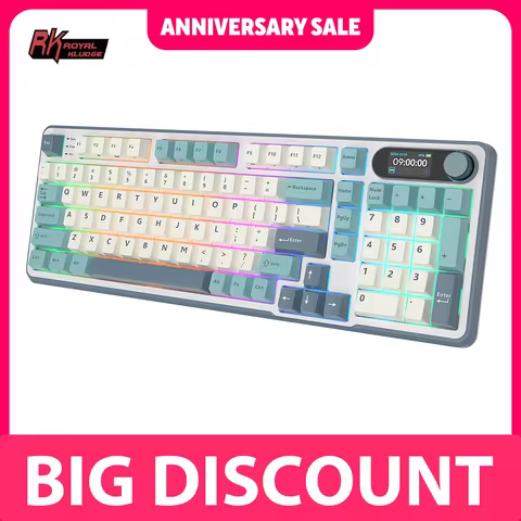 RK ROYAL KLUDGE S98 Mechanical Keyboard Top Mount TFT Screen 98 Keys RGB BT5.0/2.4G/USB-C Wireless G