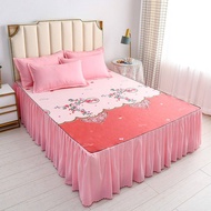 ผ้าระบายขอบเตียง1PcBedcover แฟชั่นดอกไม้สีสันผ้าปูที่นอนพอดีกรณีผ้าคลุมเตียงห้องนอนบ้านสิ่งทอกระโปรงผ้าคลุมเตียง