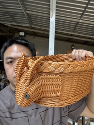 ตะกร้าเก็บของลายกระต่าย ชามผลไม้ ตะกร้าขนม ขนาด30x21x15cm