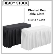 5 x1.5 FT Pleated Box Table Cover Skirting Meja Hotel Wedding Banquet Event Skirt Cloth Kain Top