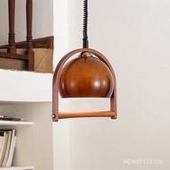 Japanese Style Dining Table Lamp Retro Glass Solid Wood Bar Bedside Retractable Lamp GV5C