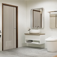 Global House WELLINGTAN ประตู uPVC Profile เซาะร่องเส้นดำ เกล็ดล่าง WM 2-GL 70x200 ซม. Pink Oak (เจ