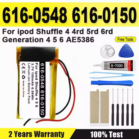 2pcs/lot 616-0548 Replacement Battery 616-0150 For ipod Shuffle 4 4rd 5rd 6rd Generation 4 5 6 AE538