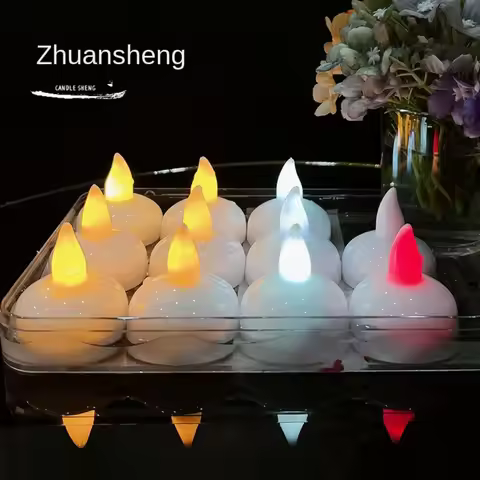 5Pcs Diwali Diya LED Light Floating on Water Electric Candle Lamp Glowing Decor Water Sensor Candles