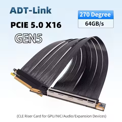 JHH-Link PCIE 5.0 X16 GEN 5 Graphics Card Extension Cable 270°Anti Right Angle Riser Cable for Chass