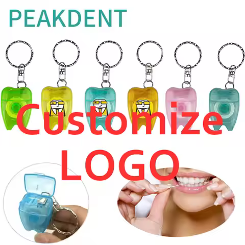 100pcs Customizable Logo Portable Floss Toothed Keychain 15M Floss Used for Gum Care Tooth Cleaning 