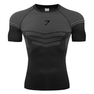 GYMSHARK/ONYX5 Printed Men's Tight T-Shirt Running Compression T Shirt GYMS Fitness Jogging Short Sl