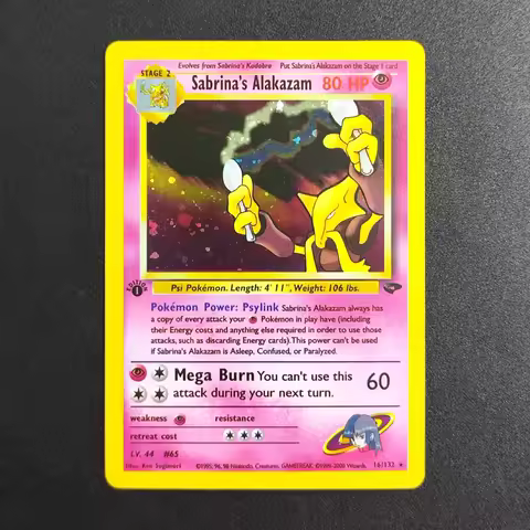DIY Proxy Pokemon TCG Card 1999 EN Sabrinas Alakazam 16 Super Rare Collectibles Card Single Classic 
