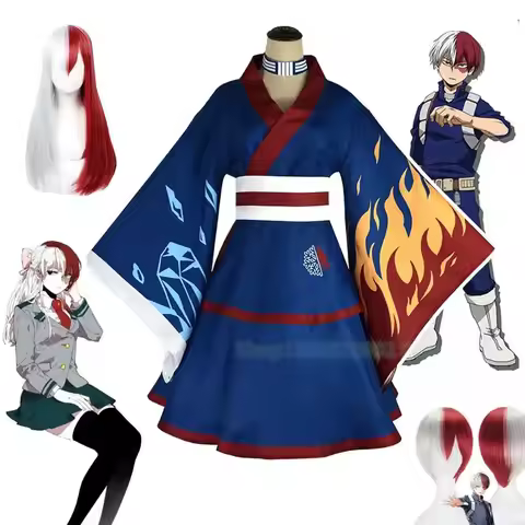 Anime Boku No Hero Academia Todoroki Shoto Cosplay Costume Wig Japanese Party Comic Kimono Cosplay S
