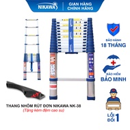 THANG NHÔM RÚT ĐƠN XẾP GỌN NIKAWA Chiều cao tối đa 3.8-4.8m Bảo hành 18 tháng Tặng kèm đệm cao su NK