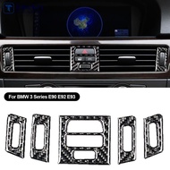 TIMEKEY 5Pcs Carbon Fiber Car Interior Auto Interior Sticker Central Air Vent Outlet Trims Accessory For BMW 3 Series E90 E92 E93 J2T2