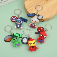 3-4cm Avengers Spiderman  Keychain Figure Toy Ironman Hulk Captain Thor Cartoon PVC Bag Key Pendant Keyring Kid Xmas Gift