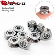 LUOLRV 1/5Pcs Pulley Bearing, U Groove V Groove Carbon Steel Bearing Steel Ball Bearing, U624ZZ V624
