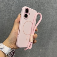 With Lanyard High Quality Anti Dirty Magnetic Liquid Silicone Phone Case For iPhone 11 12 13 14 15 1
