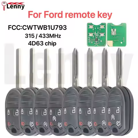 Leo FCC:CWTWB1U793 315/433MHz 4D63chip 3-4-5button blade:HU101/FO38 Cuttable car key For Ford EDGE F