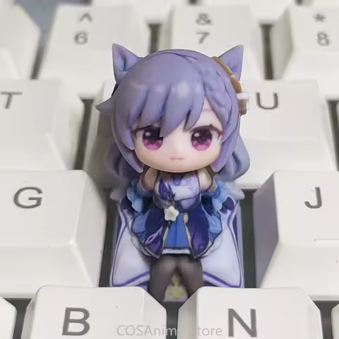 Keqing Genshin Impact Cosplay Anime Cute Game Keycaps Resin Material for Mechanical Keyboard Accesso