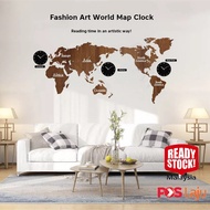 In Stock Timelike Modern European Style Wooden World Map Wall Clock