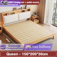 Bed frame 180/150/120CM solid wood modern minimalist double bed economical small apartment simple