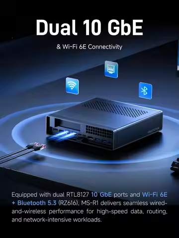 MINISFORUM MS-R1 ARM CP8180(12C/12T, up to 2.6GHz), Mini Workstation CIX 64/32G ECC LPDDR5 2x10G LAN
