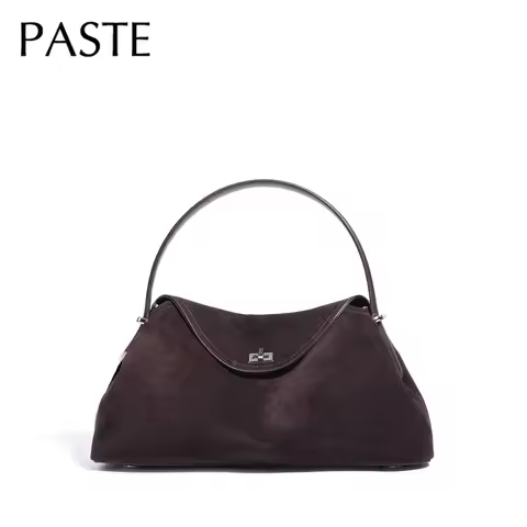 2026 Autumn Winter All-match Bowling Tote All-match Matte Suede Cowhide Leather Women Shoulder Bag C