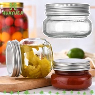 HUAYUEJI Glass Canning Jars, Reusable Recyclable Microwave Safe Mason Jars with Sliver Lids, Food Gr
