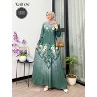 HIJAU Ferisa gamis twil original painted motif series V02 vie sage green